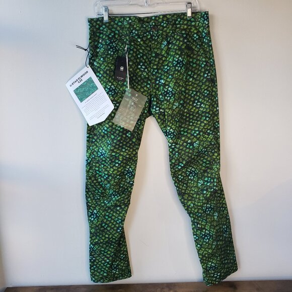 GStar RAW Green Elwood Pharrell 5622 Green Iguana Tape print 3D Tapered Jeans - Picture 6 of 12